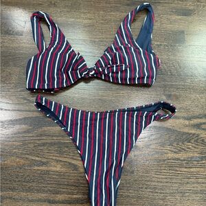 Hollister Striped Bikini Set - Navy, Red, White